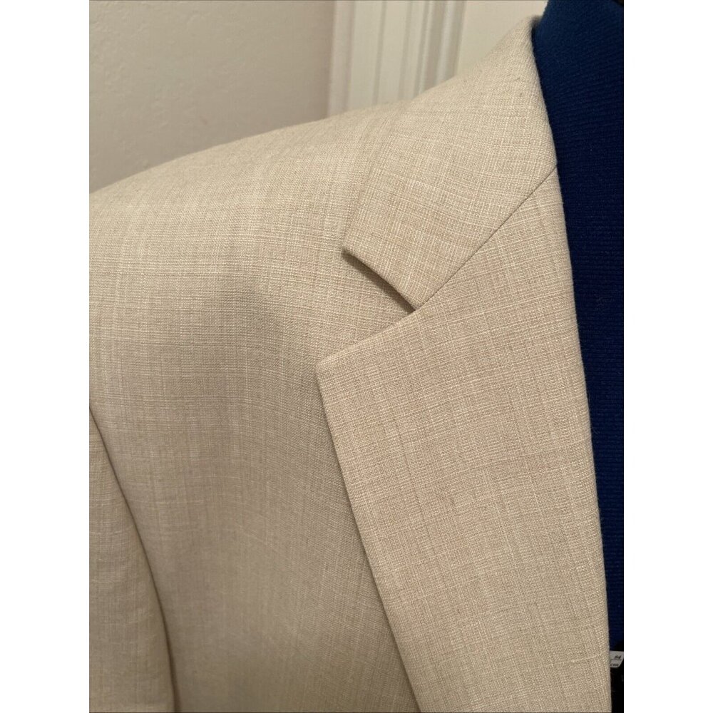 CHAPS 48R Basket weave Cream Sport Coat Poly Viscose Men Blazer 2 Button Jacket - Picture 10 of 16